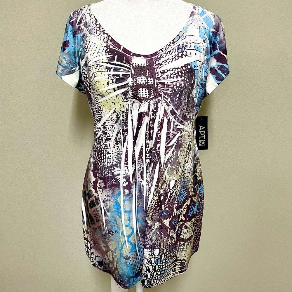 Animal Safari Print Studs Short Sleeve Tunic